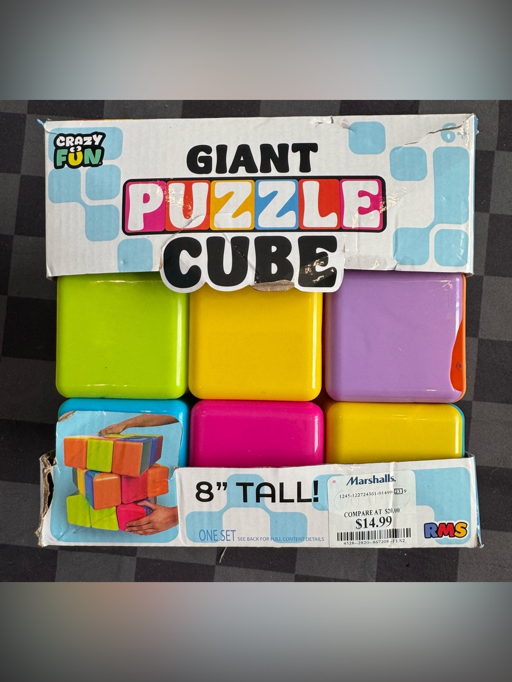Crazy Fun Giant Puzzle Cube 8” Large Rubik’s Style Brain Teaser Toy – Ages 6+
